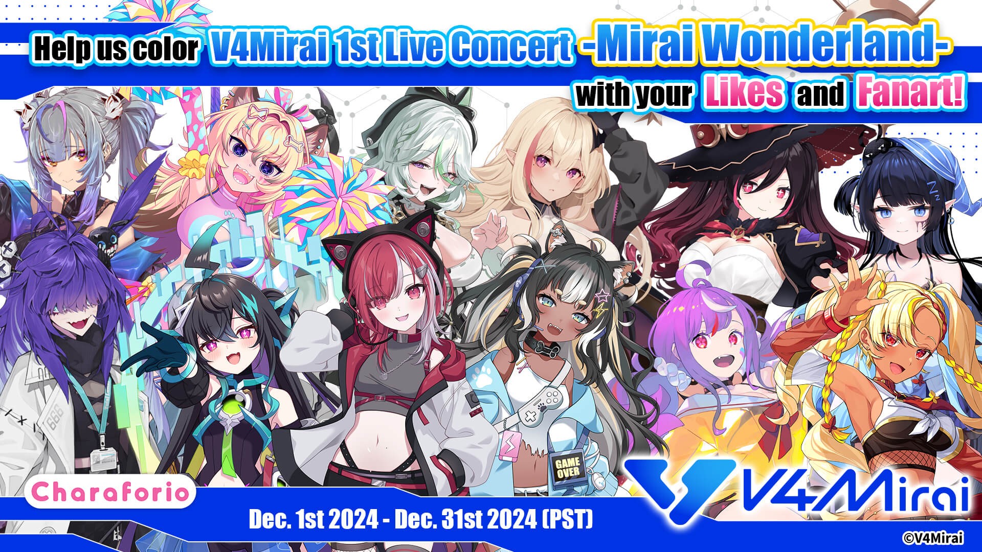 Help us color V4Mirai 1st Live Concert -Mirai Wonderland- with your Likes and Fanart!